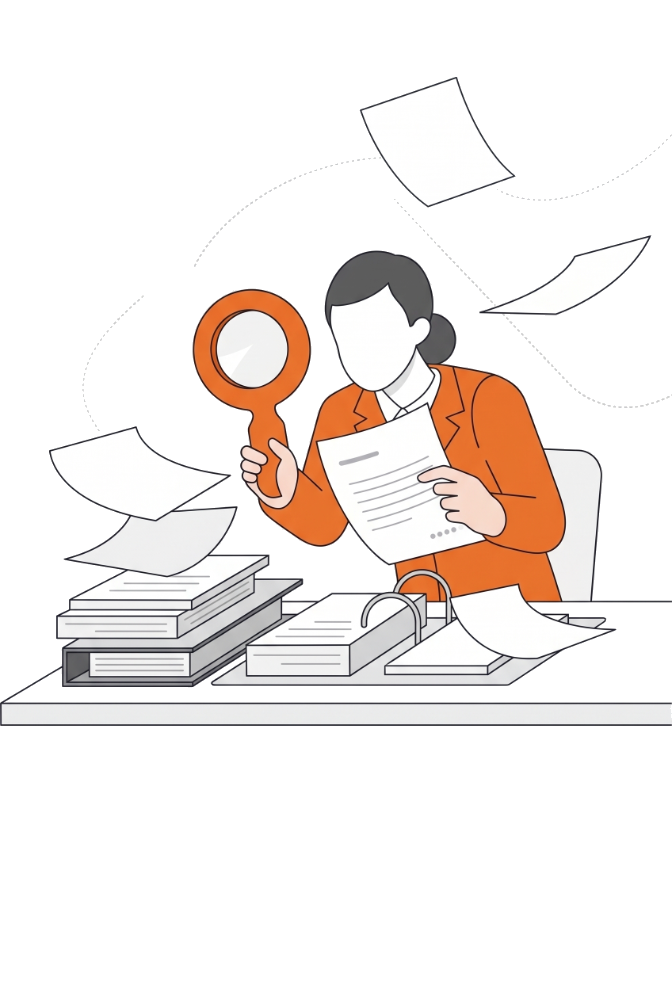 知人のキャリアを確認するイラスト