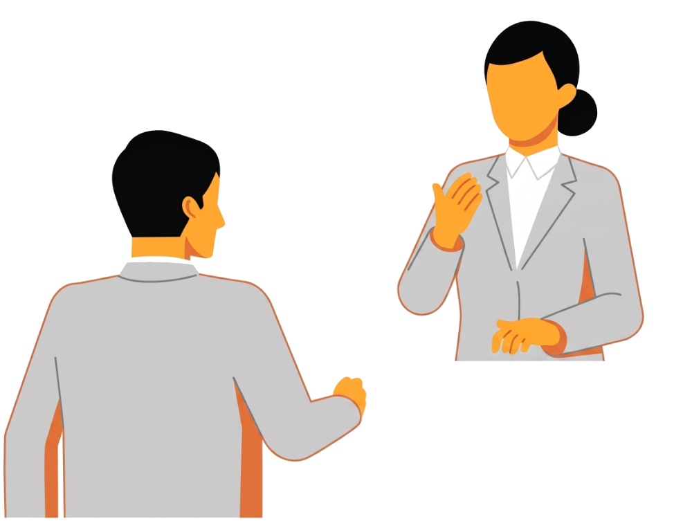 ESを記入し知人と面談するイラスト